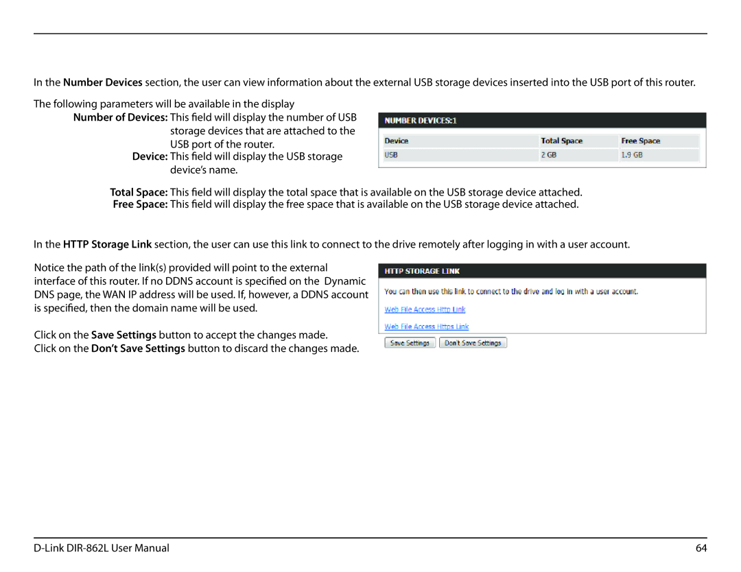 D-Link AC1600 user manual Total Space This field, Free Space This field 