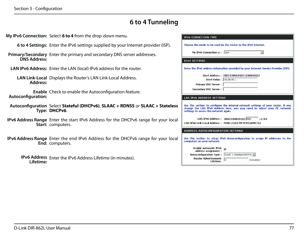 D-Link AC1600 user manual To 4 Tunneling, DNS Address 