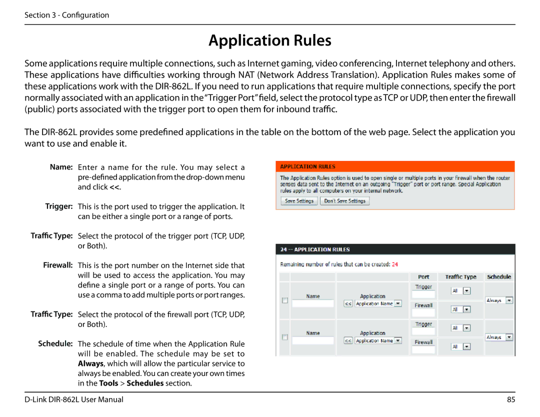 D-Link AC1600 user manual Application Rules 