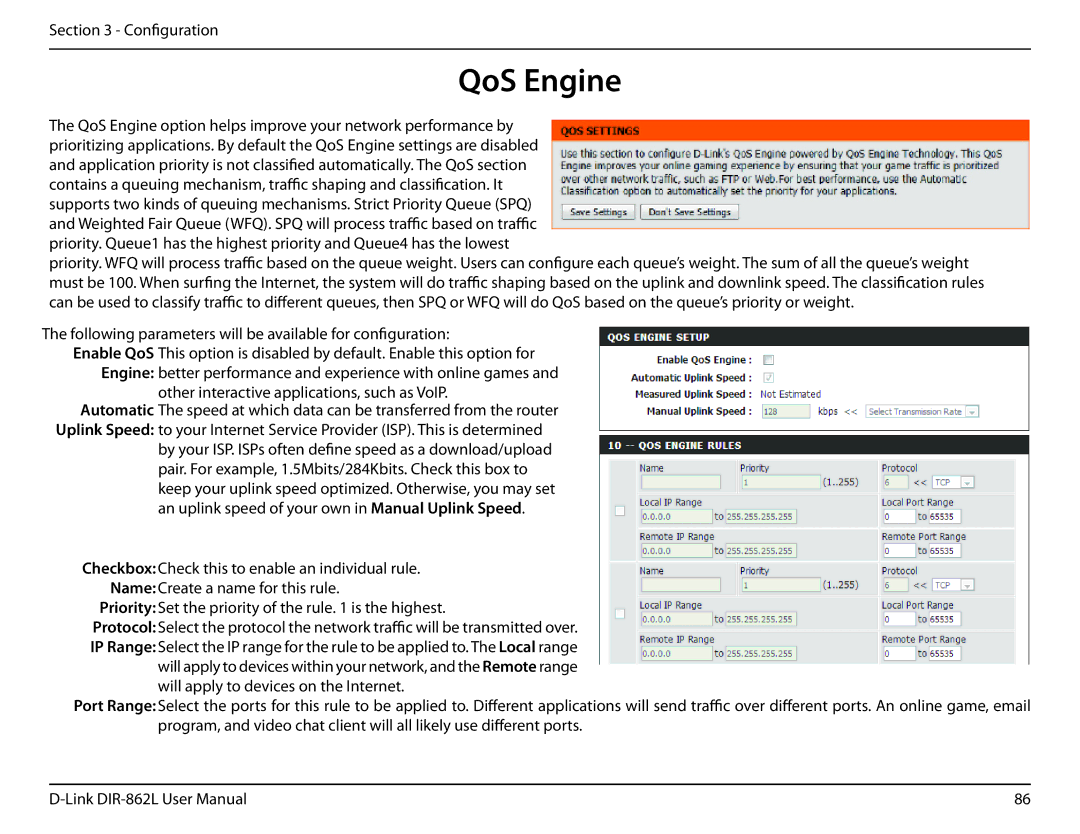 D-Link AC1600 user manual QoS Engine, Other interactive applications, such as VoIP 