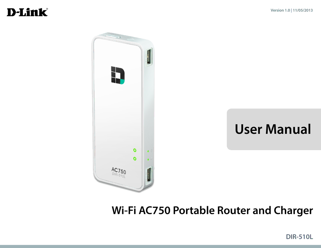 D-Link user manual Wi-Fi AC750 Portable Router and Charger 