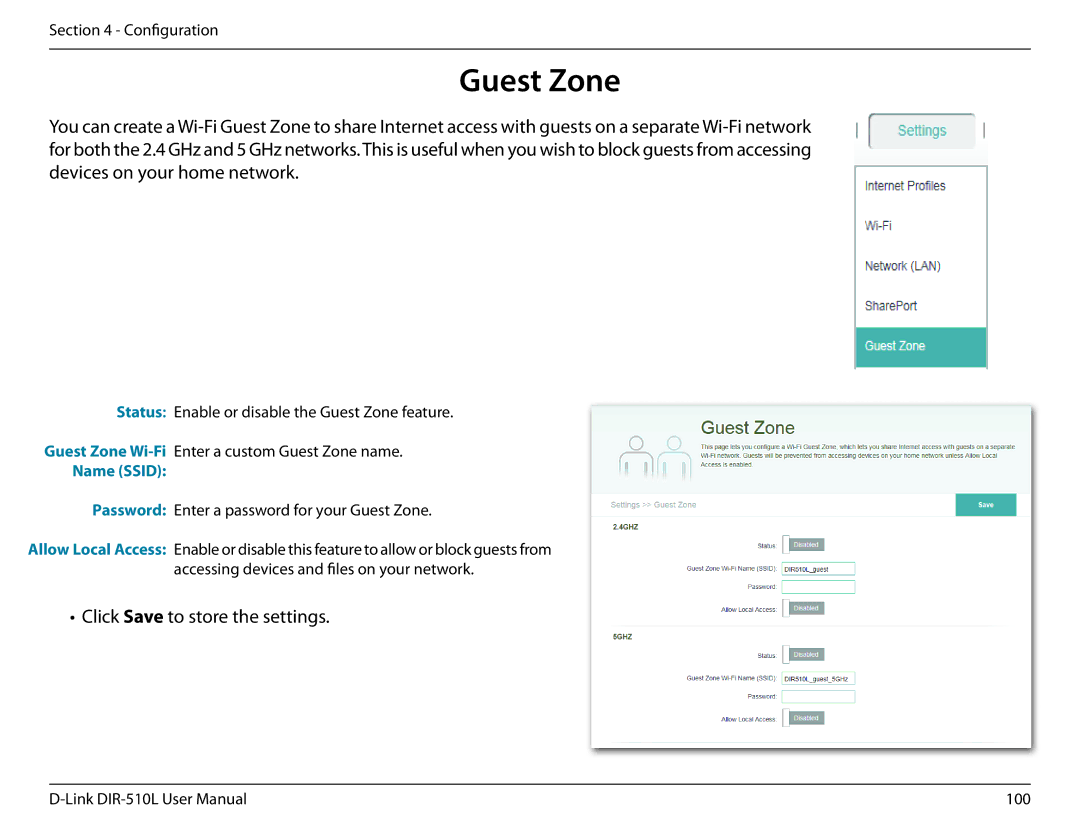 D-Link AC750 user manual Guest Zone, Name Ssid 