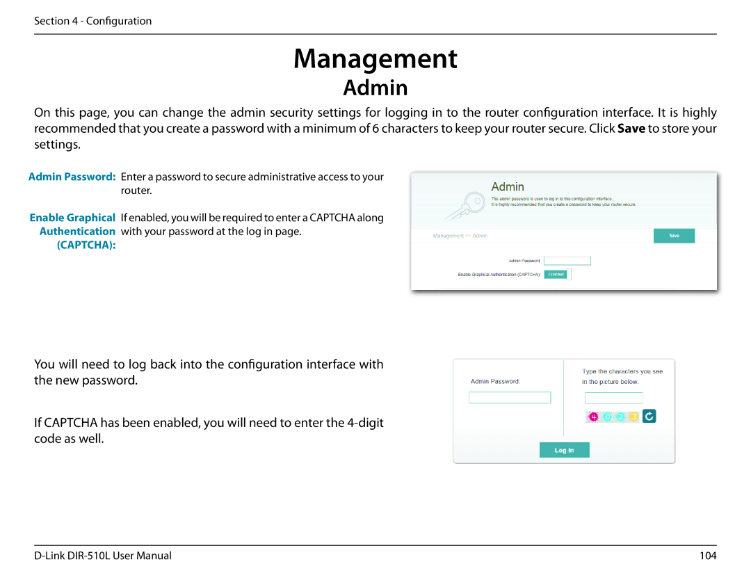 D-Link AC750 user manual Management, Admin 