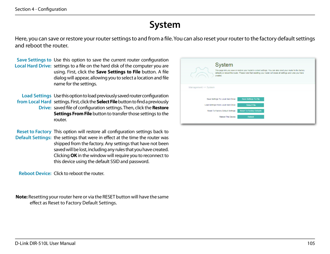 D-Link AC750 user manual System 