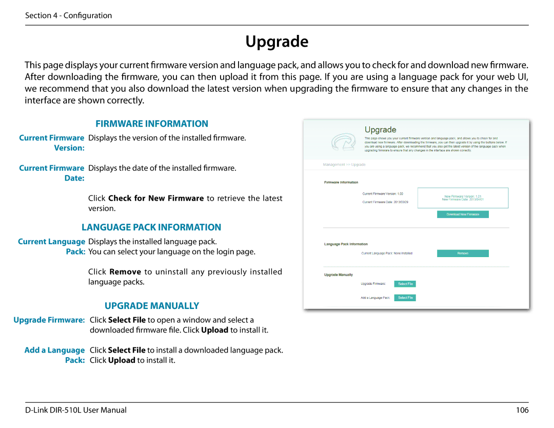 D-Link AC750 user manual Upgrade, Firmware Information 