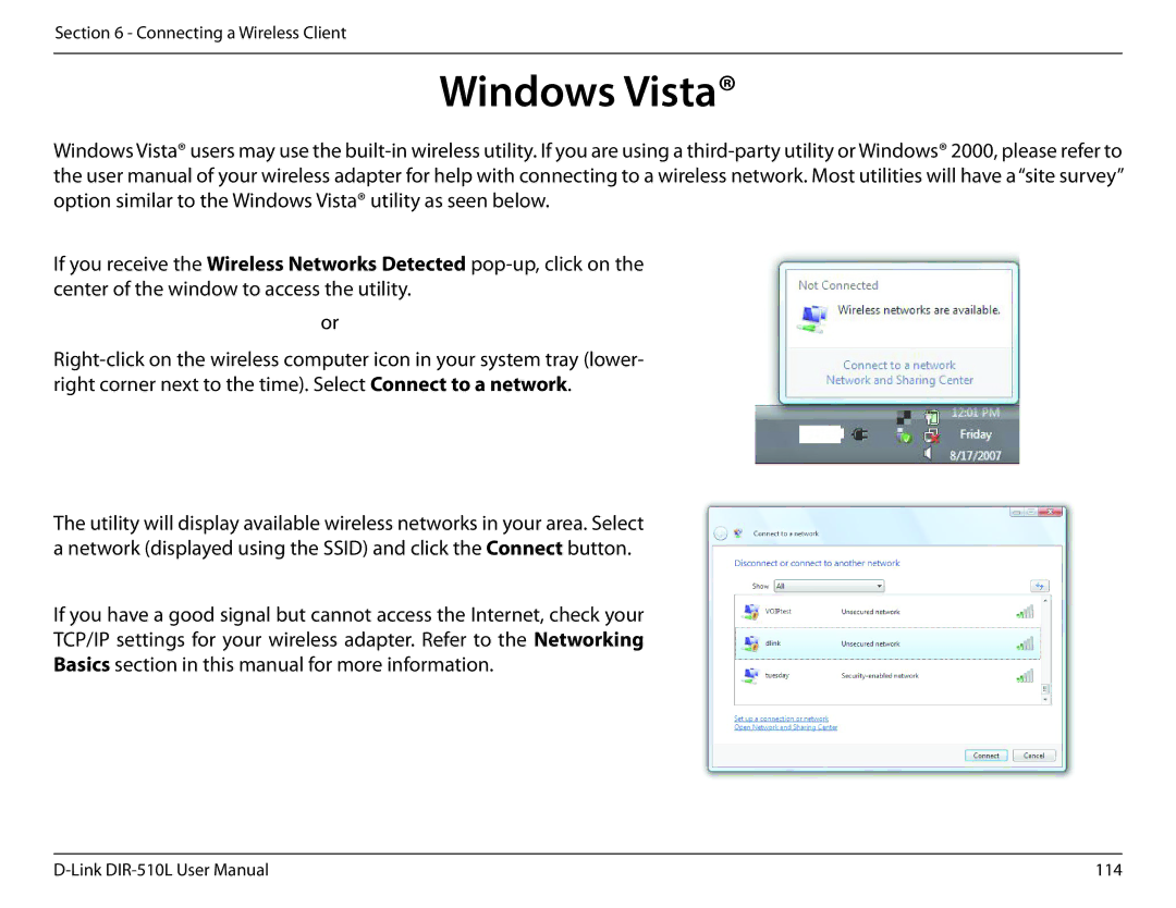 D-Link AC750 user manual Windows Vista 