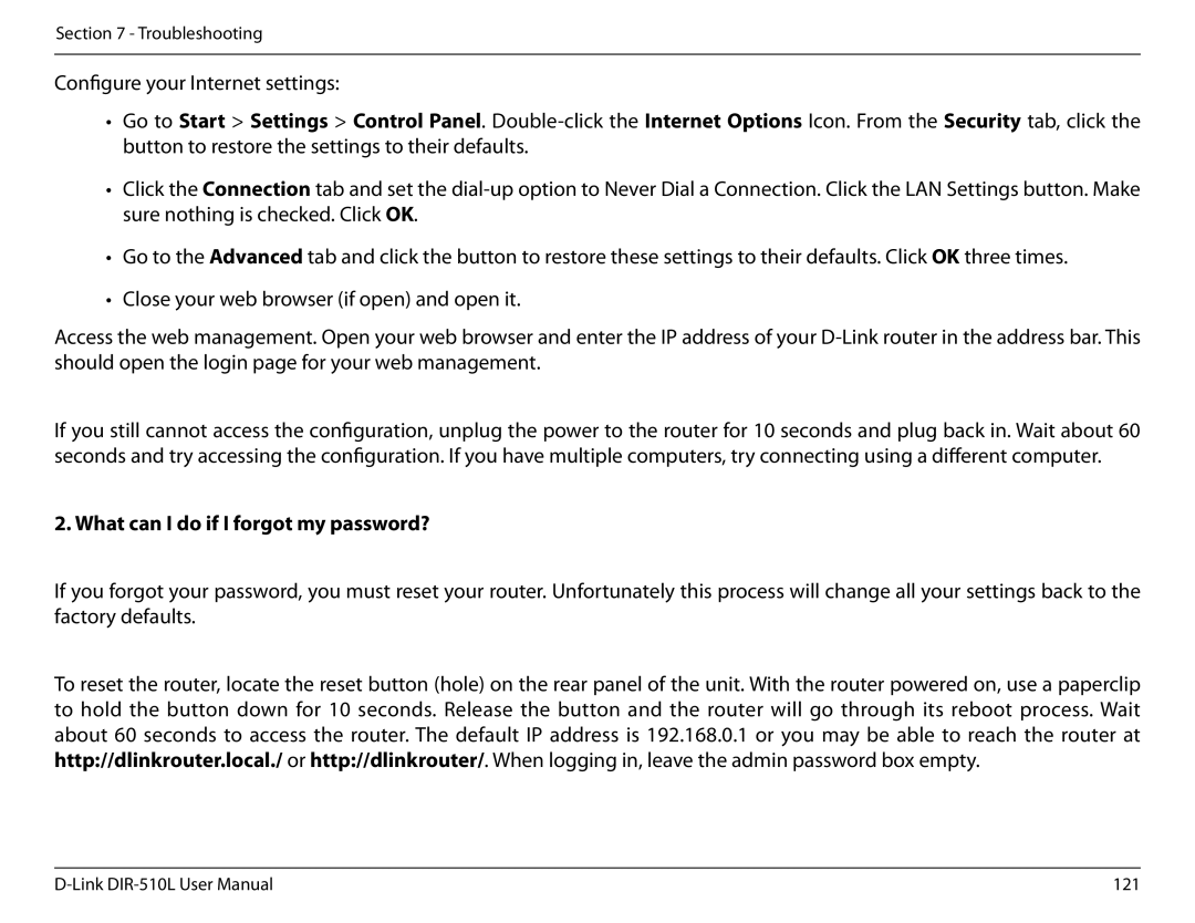 D-Link AC750 user manual Configure your Internet settings, What can I do if I forgot my password? 