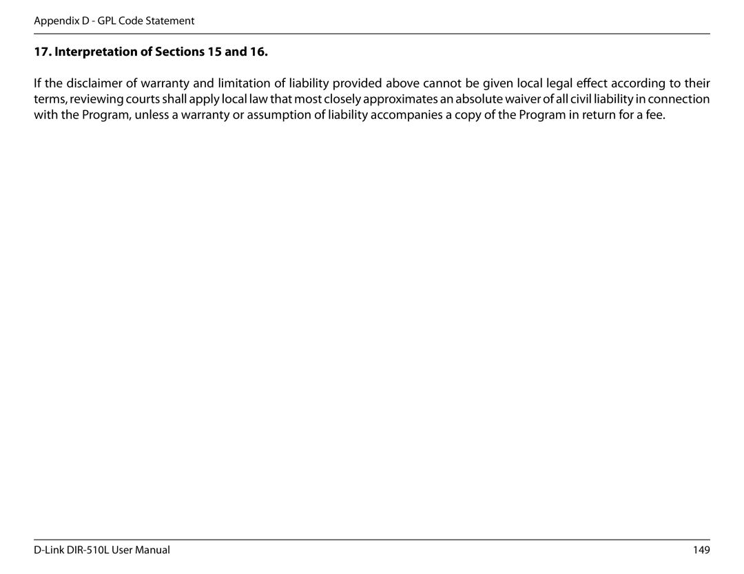 D-Link AC750 user manual Interpretation of Sections 15 