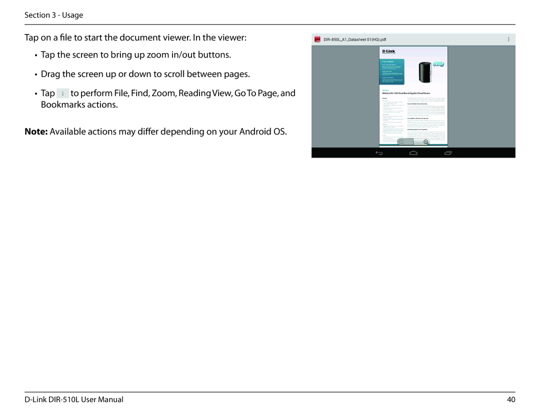 D-Link AC750 user manual Usage 