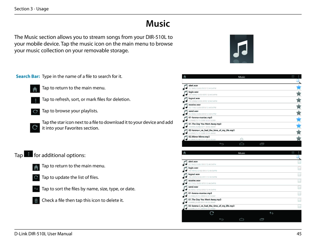 D-Link AC750 user manual Music 