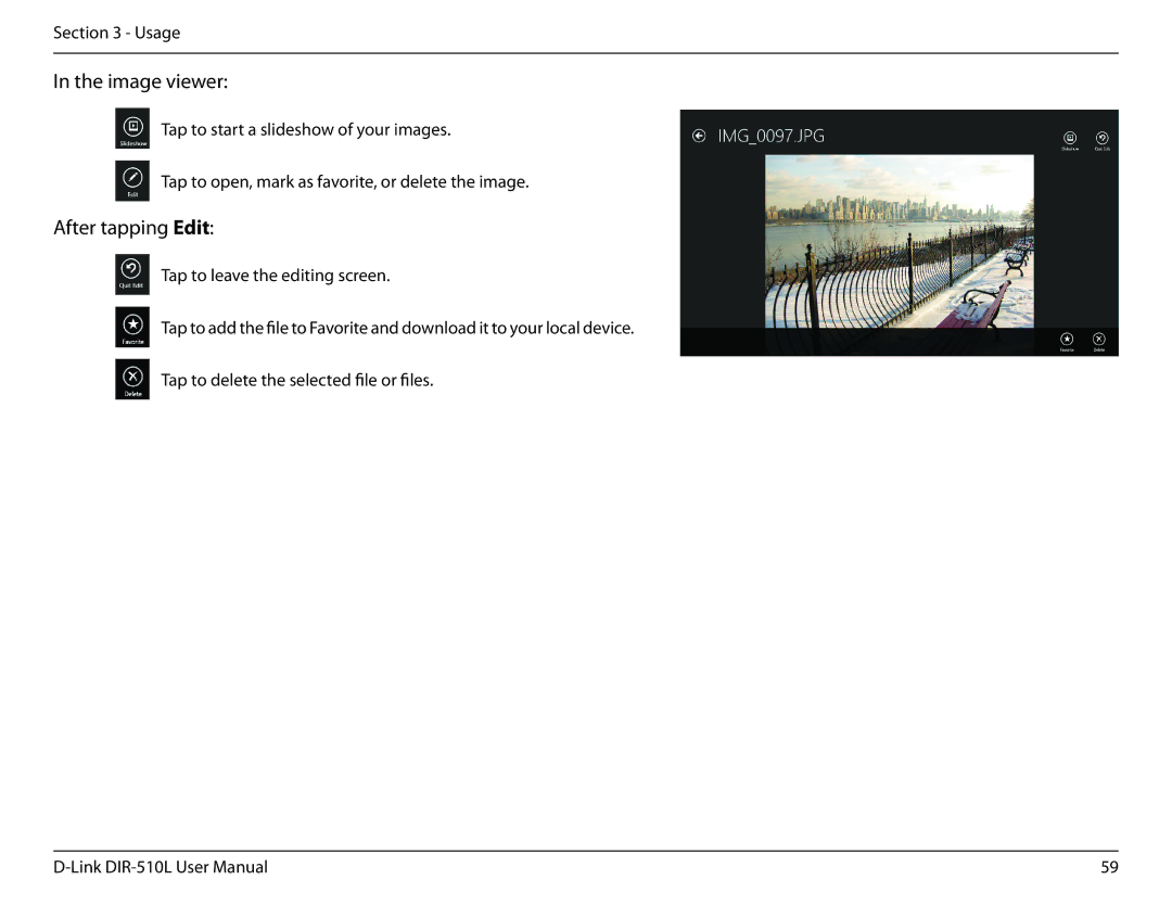 D-Link AC750 user manual Image viewer, After tapping Edit 