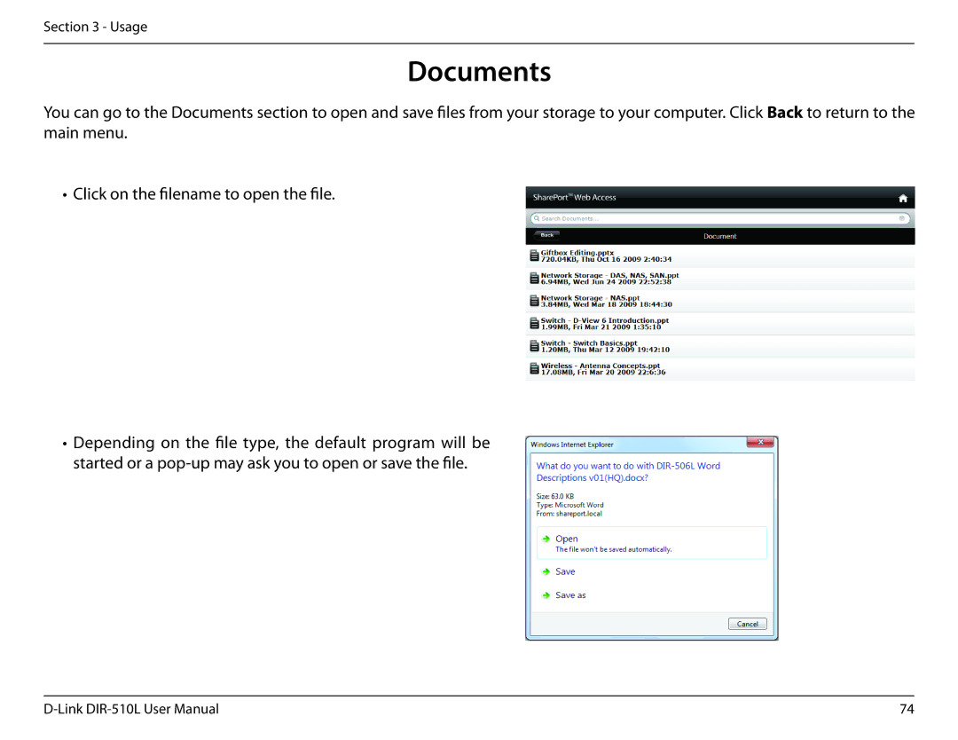 D-Link AC750 user manual Documents 