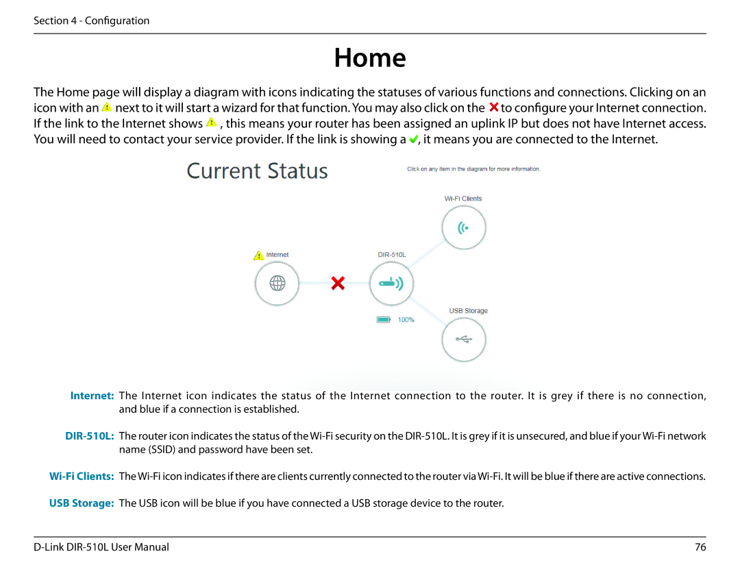 D-Link AC750 user manual Home 