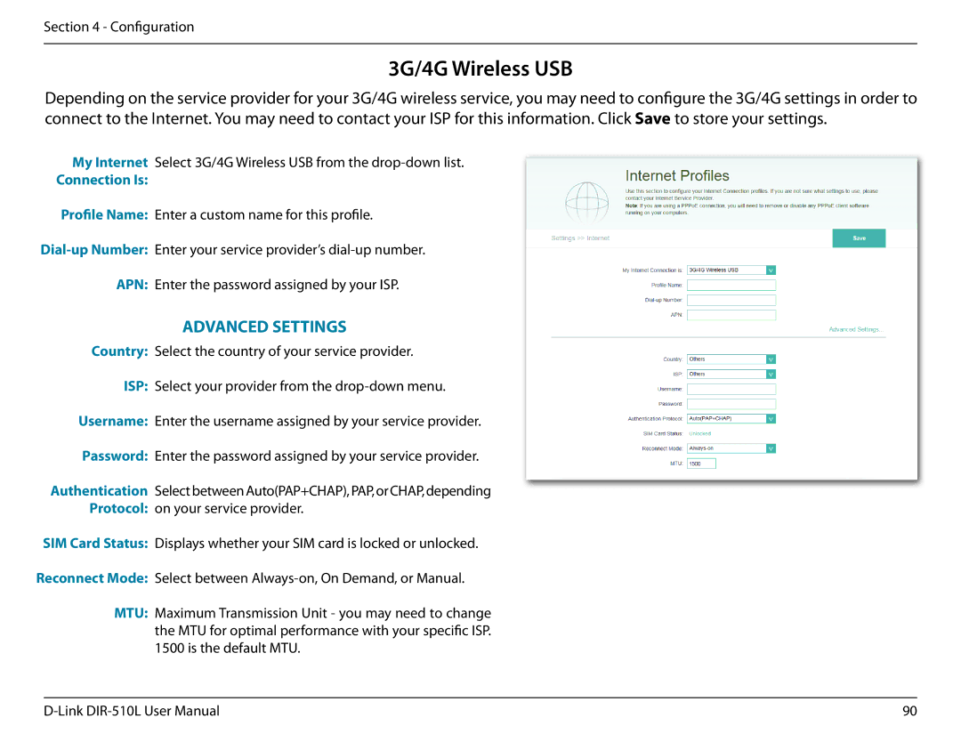 D-Link AC750 user manual 3G/4G Wireless USB 