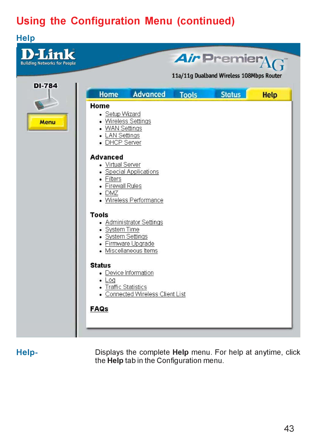 D-Link AG DI-784 manual Help 