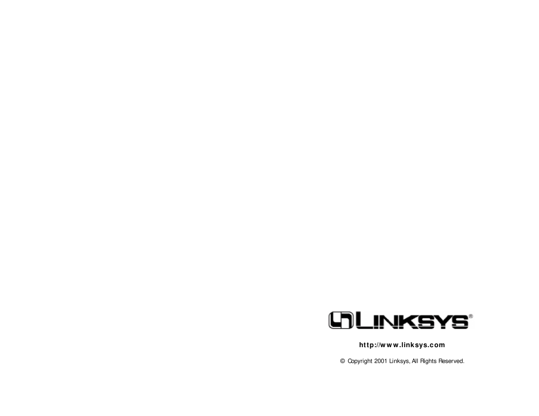 D-Link BEFCMU10 manual Copyright 2001 Linksys, All Rights Reserved 