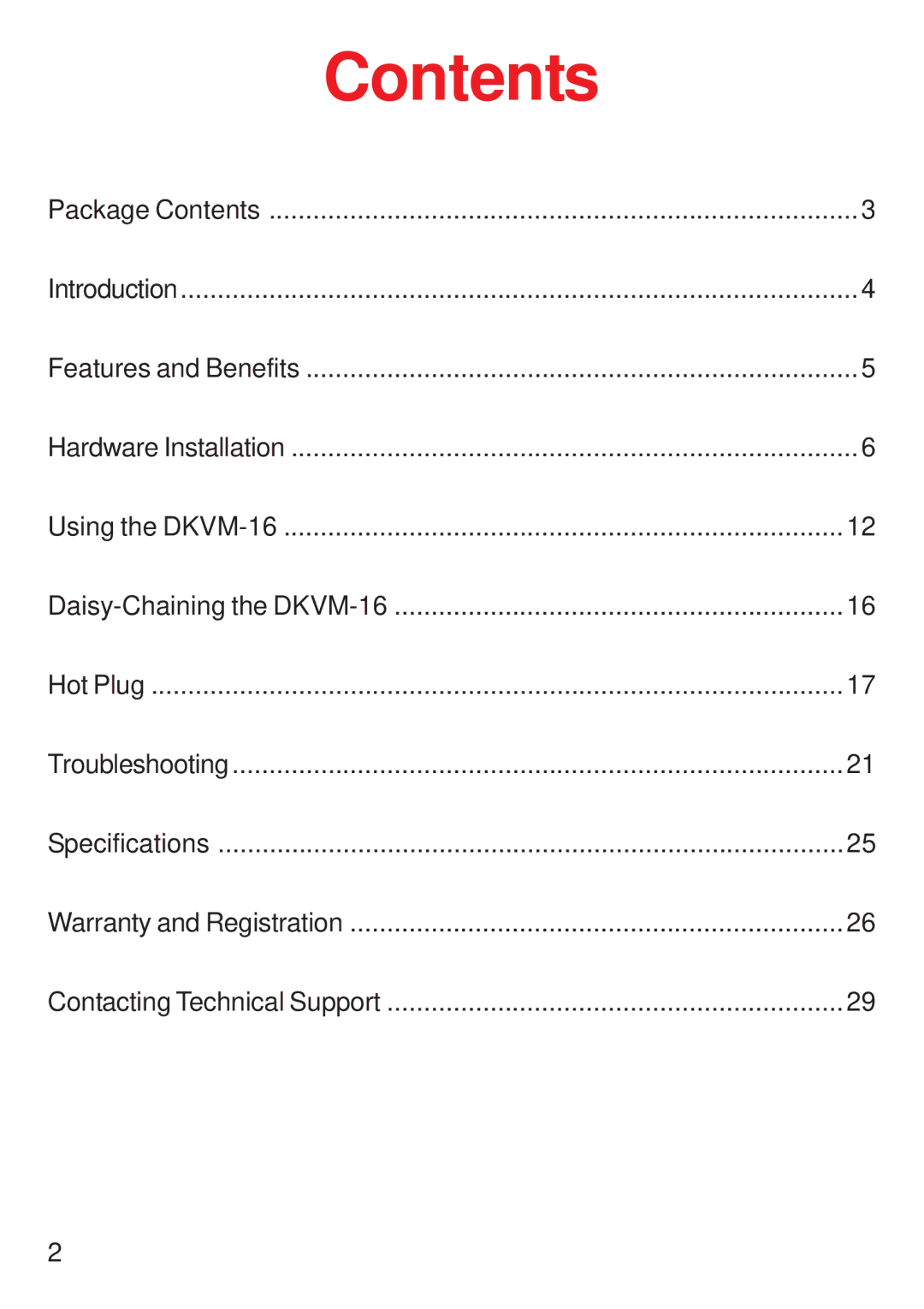 D-Link D-Link DKVM-16 manual Contents 