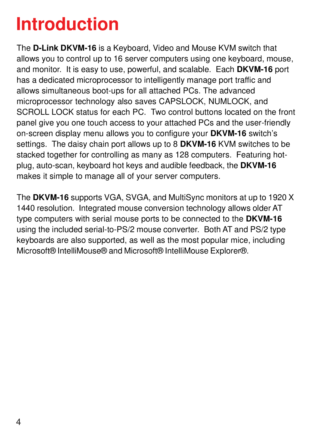 D-Link D-Link DKVM-16 manual Introduction 