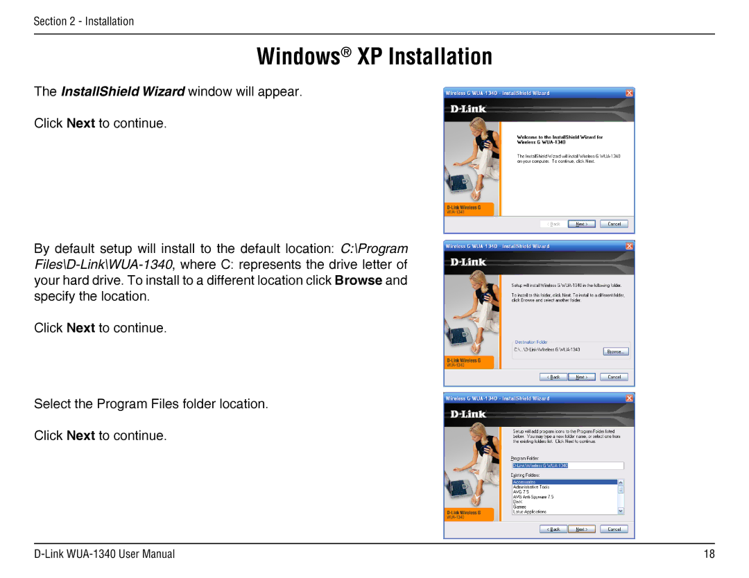 D-Link d-link wireless manual Windows XP Installation 