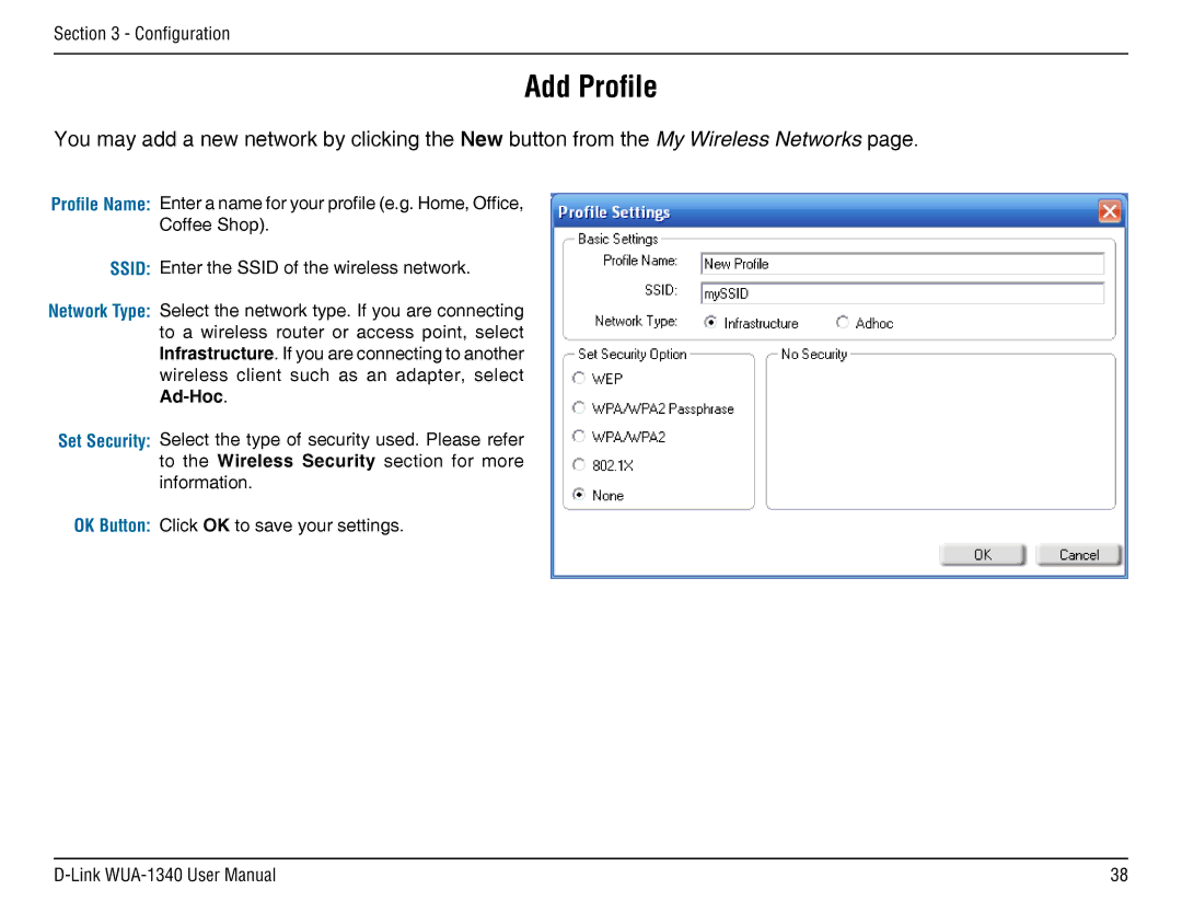 D-Link d-link wireless manual Add Profile 