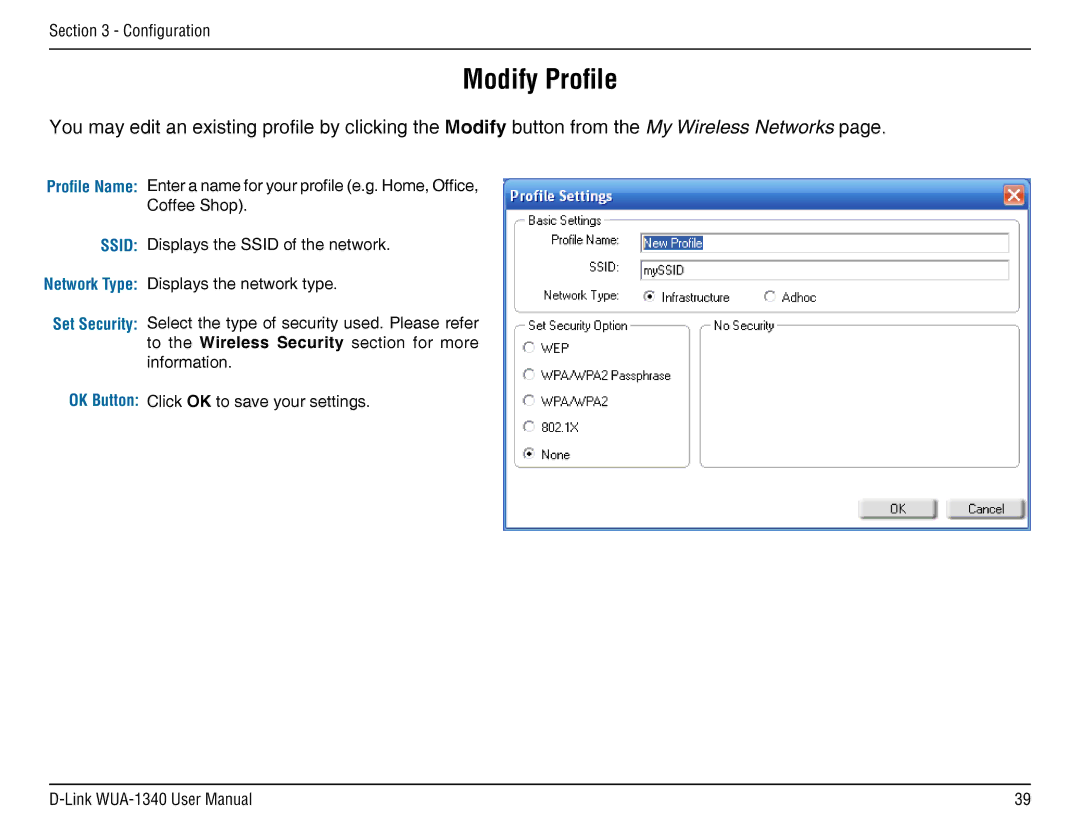 D-Link d-link wireless manual Modify Profile 