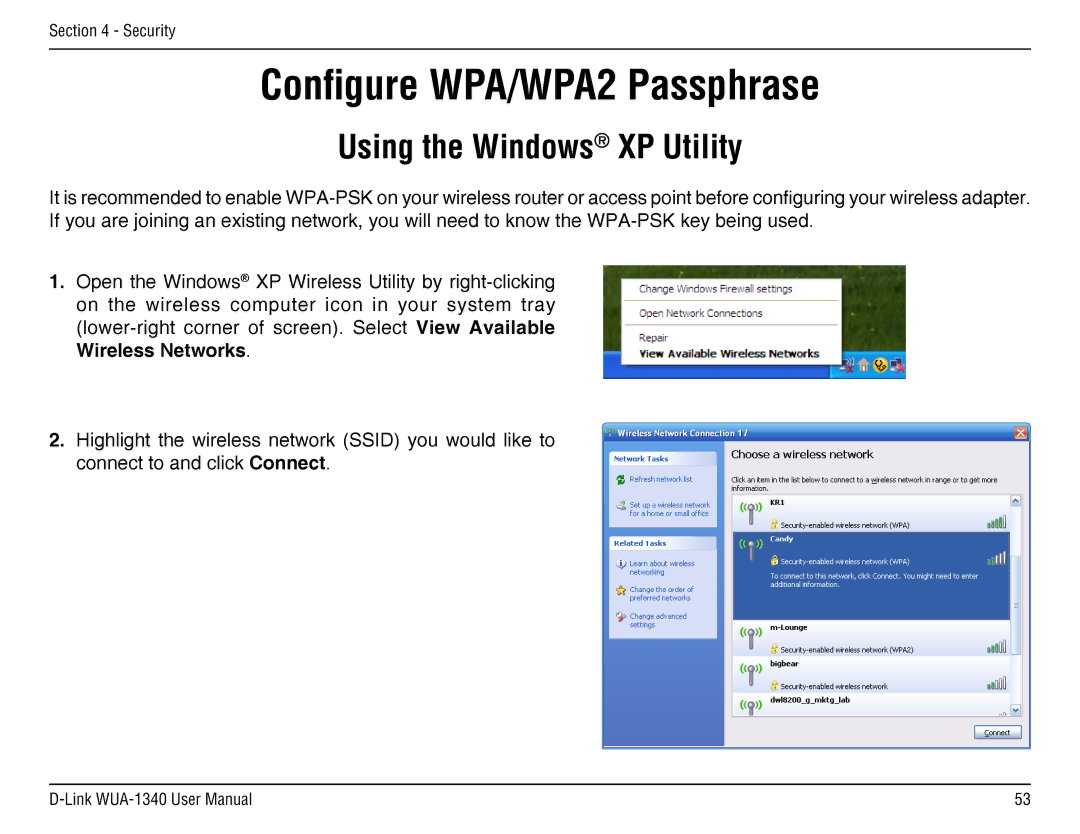 D-Link d-link wireless manual Using the Windows XP Utility 