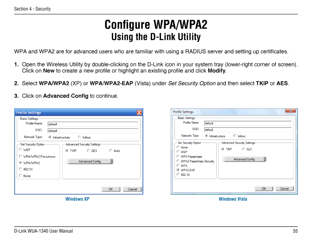 D-Link d-link wireless manual Configure WPA/WPA2, Using the D-Link Utility 