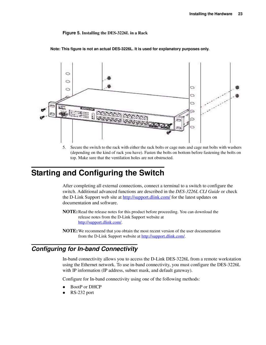 D-Link d-link manual Starting and Configuring the Switch, Configuring for In-band Connectivity 