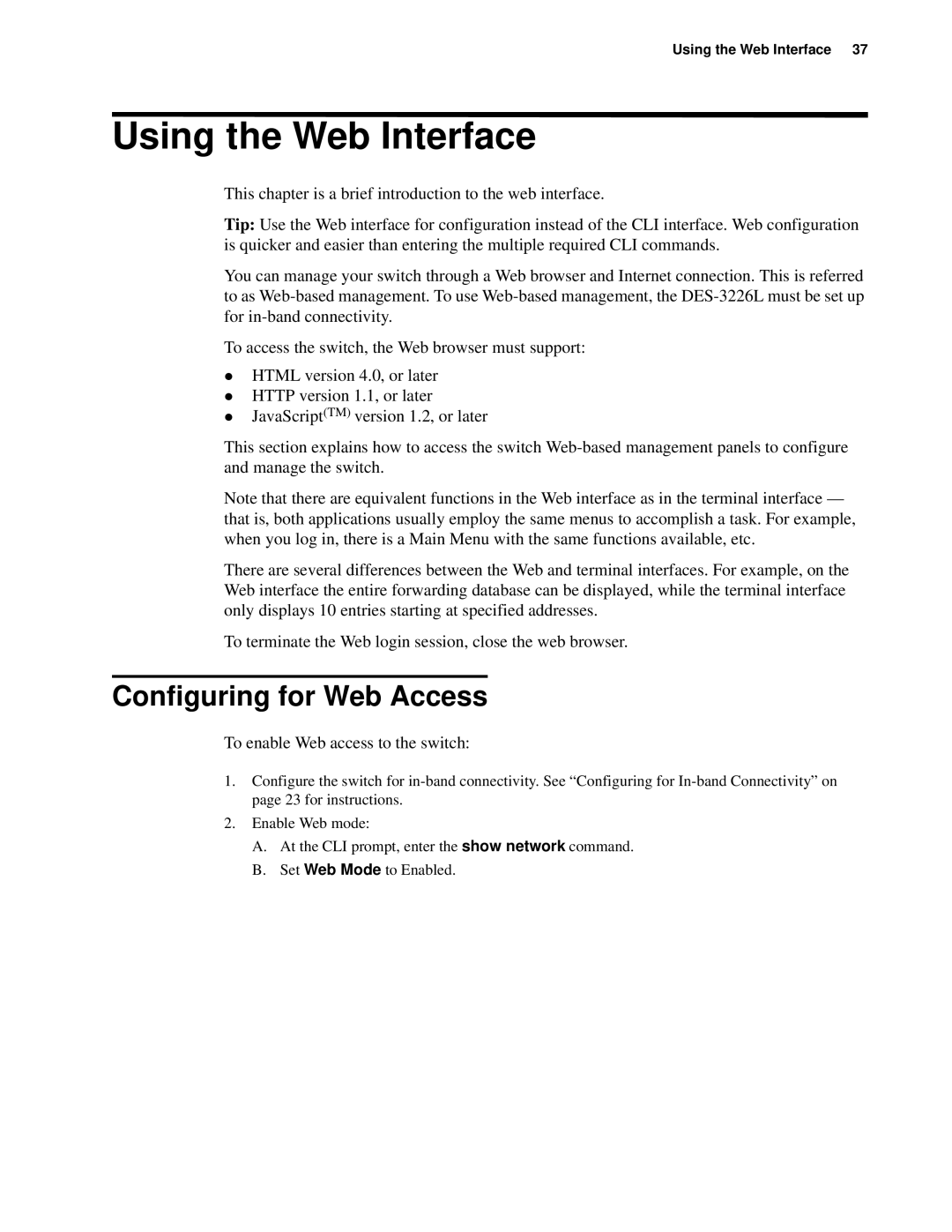 D-Link d-link manual Using the Web Interface, Configuring for Web Access 