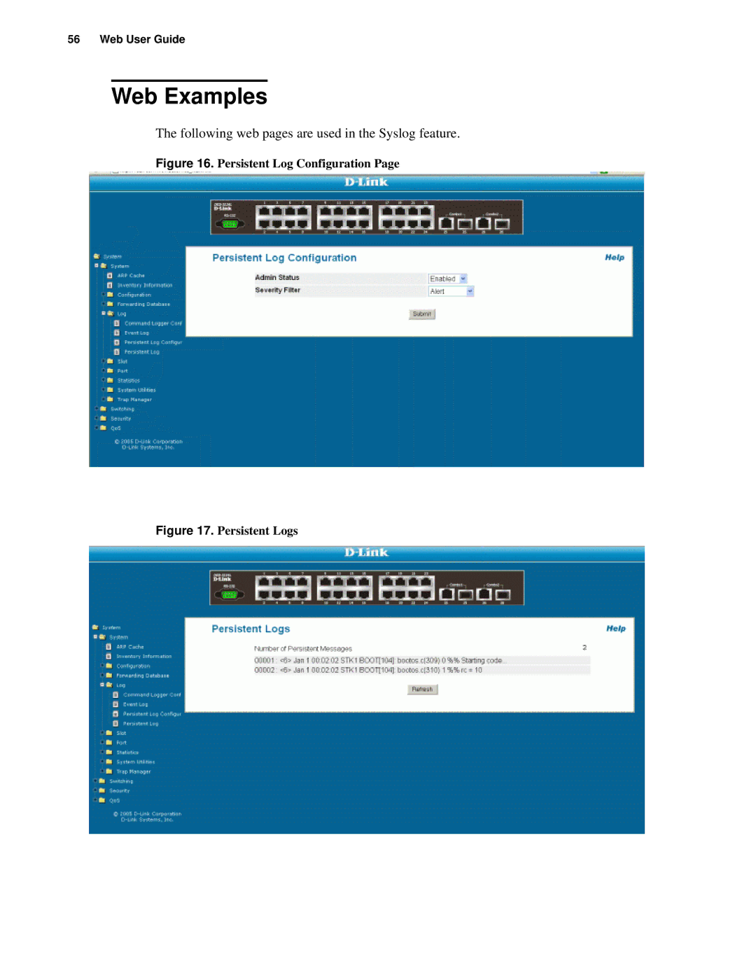 D-Link d-link manual Following web pages are used in the Syslog feature 