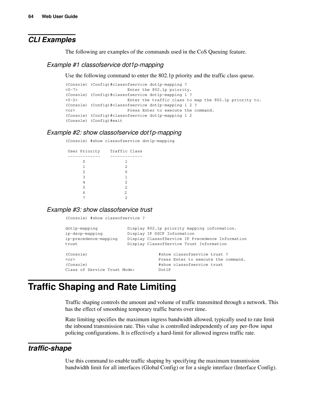 D-Link d-link manual Traffic Shaping and Rate Limiting, Traffic-shape 