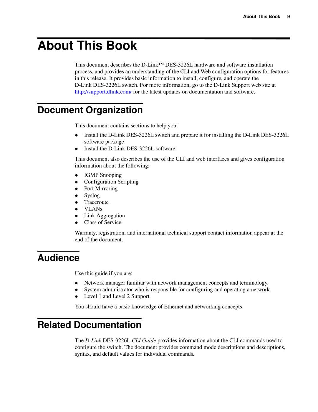 D-Link d-link manual About This Book, Document Organization, Audience, Related Documentation 