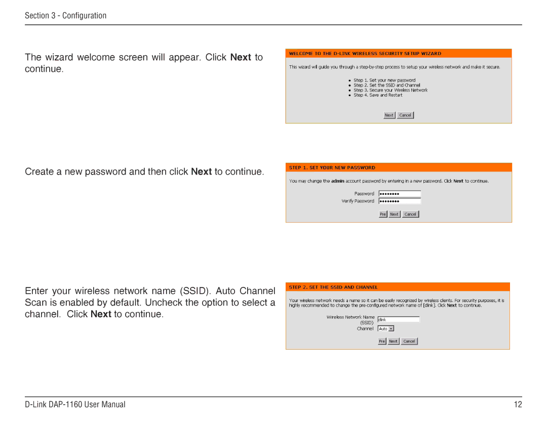 D-Link DAP-1160 manual Configuration 