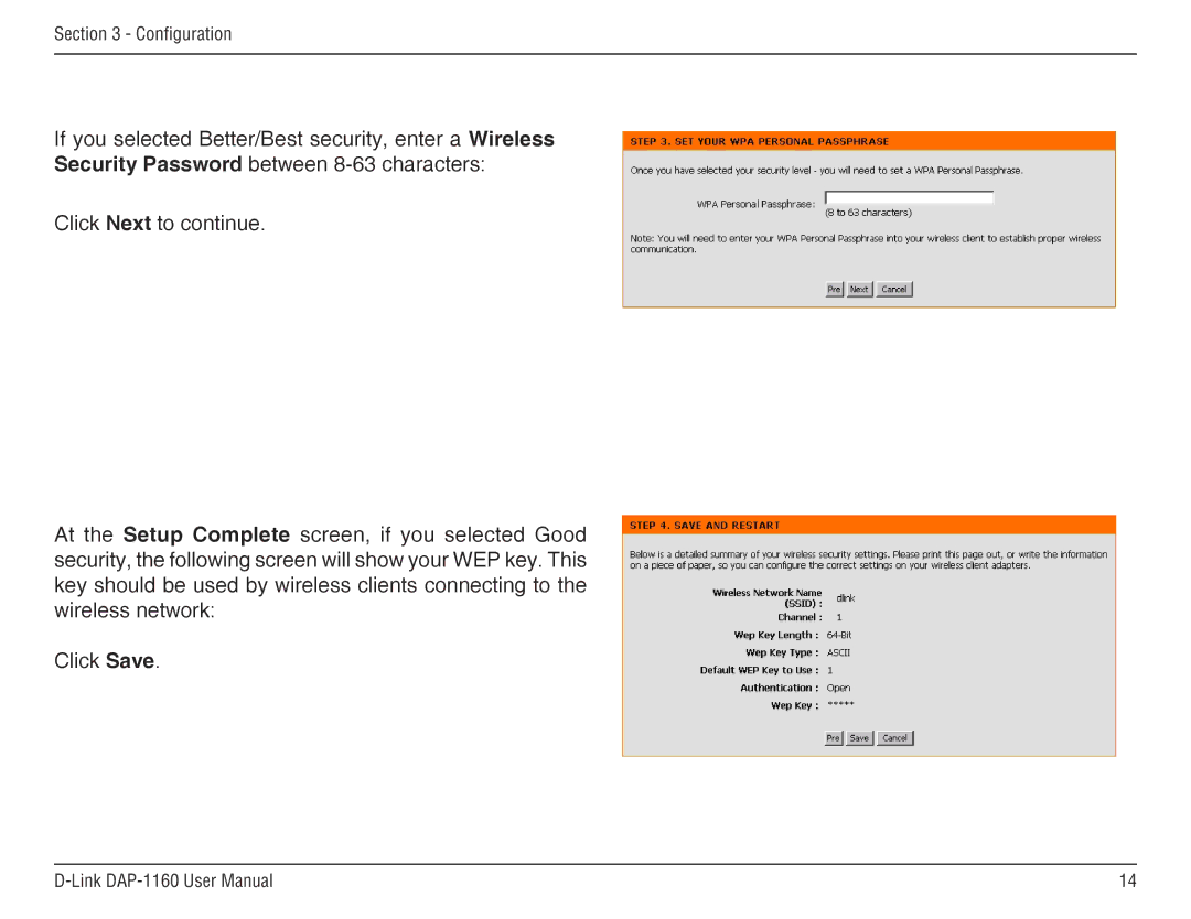 D-Link DAP-1160 manual Configuration 