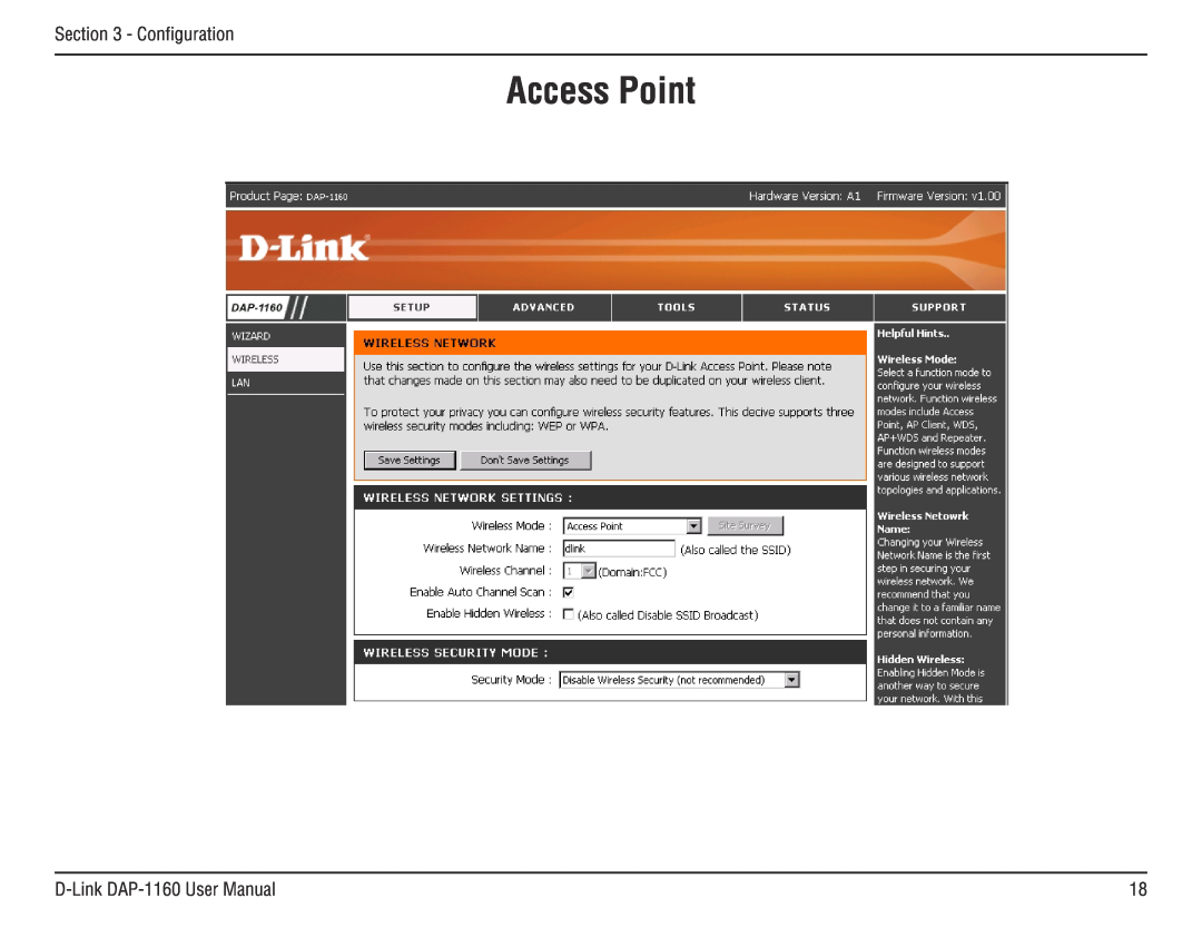 D-Link manual Access Point, Configuration, D-Link DAP-1160 User Manual 
