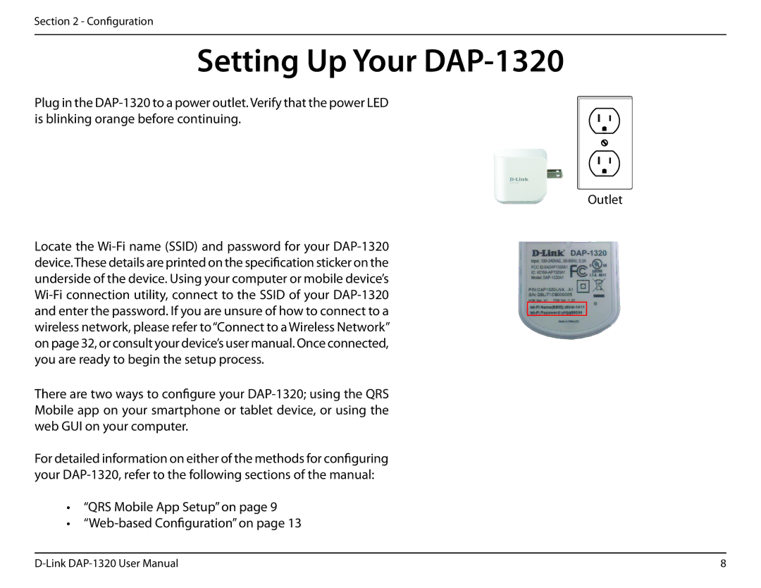 D-Link dap-1320 user manual Setting Up Your DAP-1320 