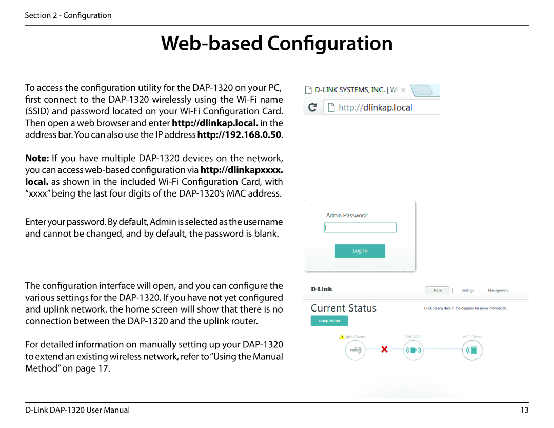 D-Link dap-1320 user manual Web-based Configuration 