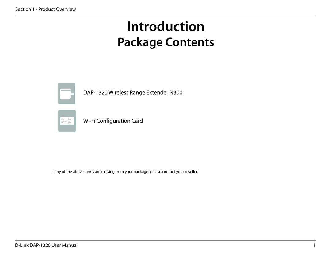 D-Link dap-1320 user manual Introduction, Package Contents 