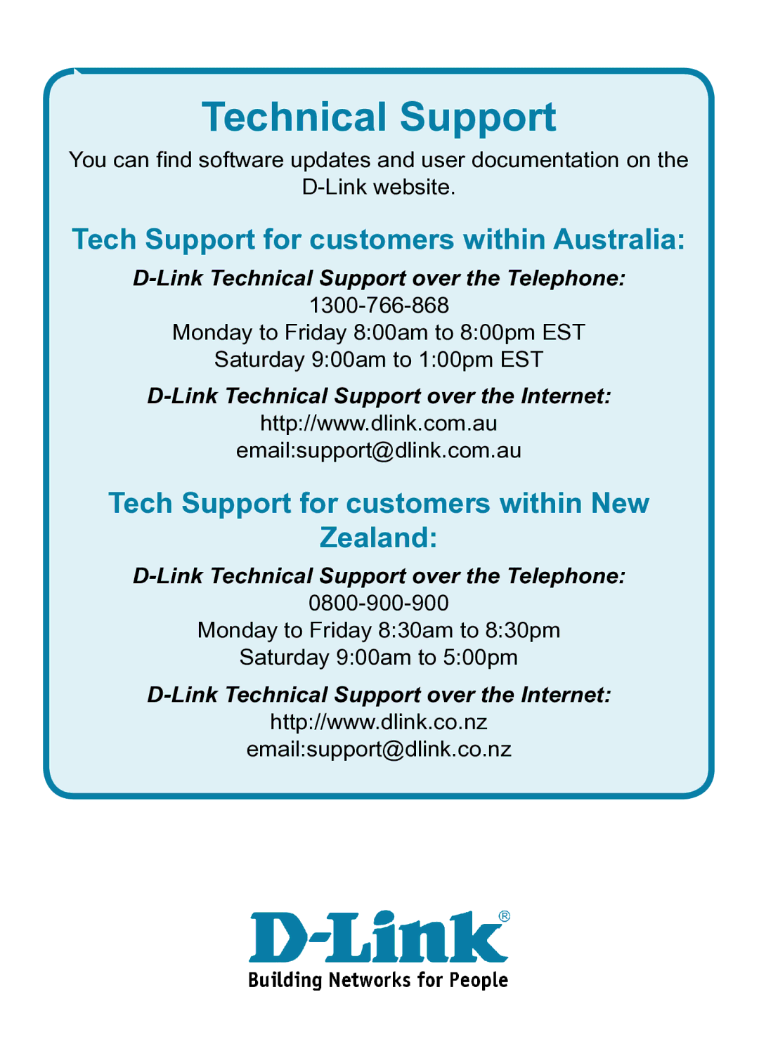 D-Link DAP-1353 manual Technical Support 