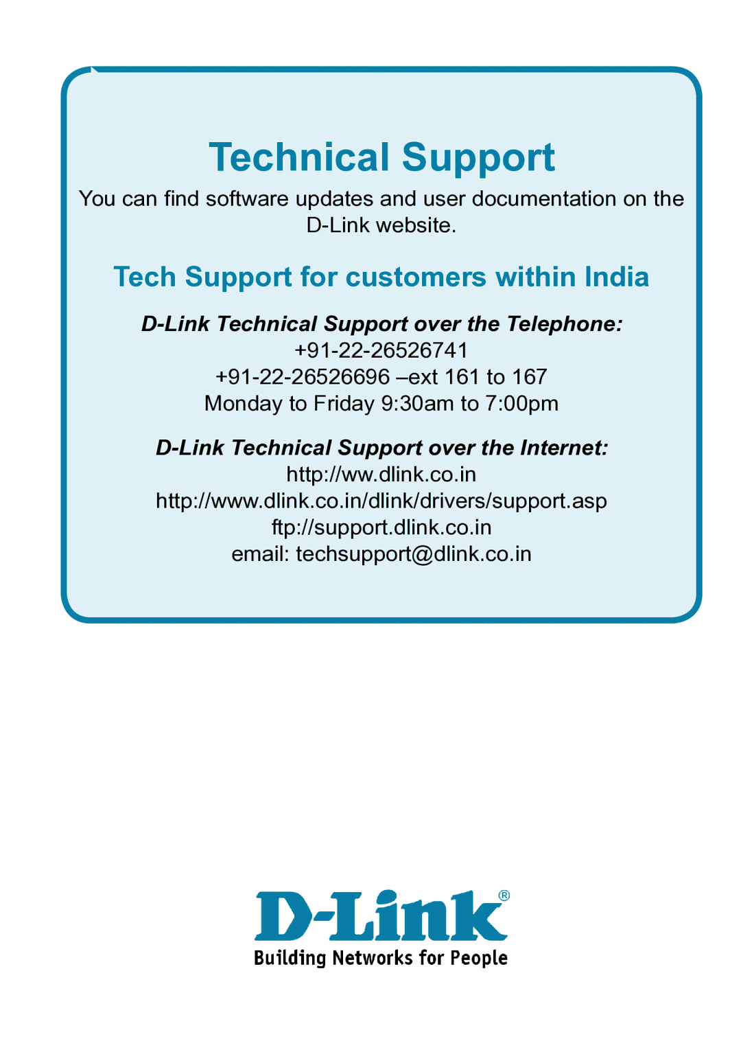 D-Link DAP-1353 manual Tech Support for customers within India 