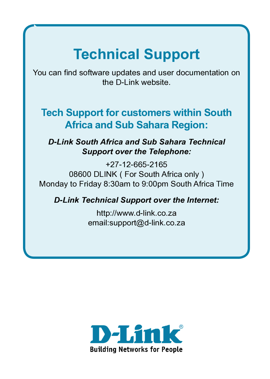 D-Link DAP-1353 manual Emailsupport@d-link.co.za 