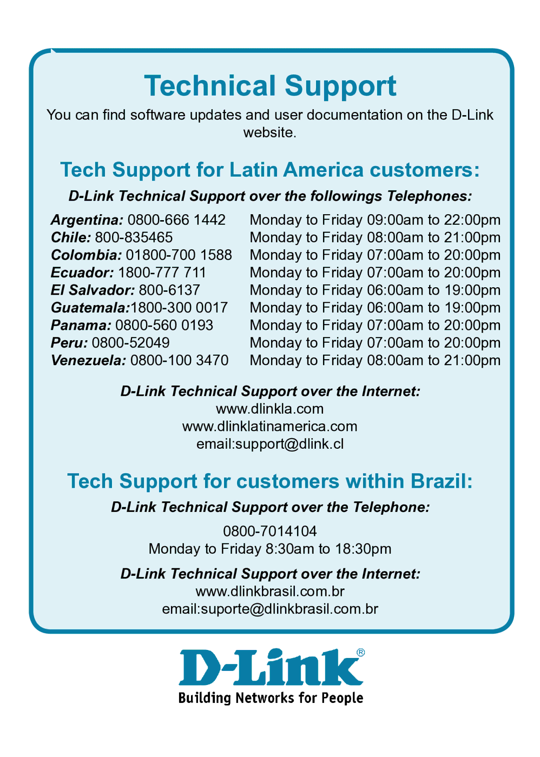 D-Link DAP-1353 manual Tech Support for Latin America customers 