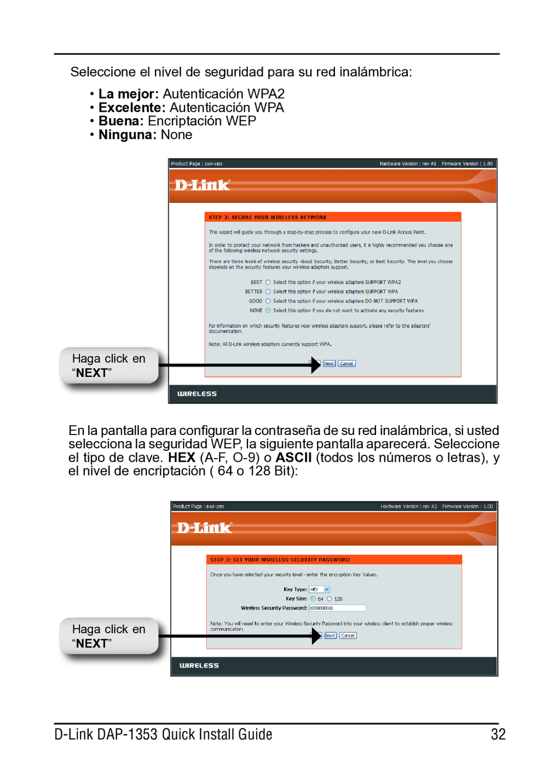 D-Link DAP-1353 manual Ninguna None 