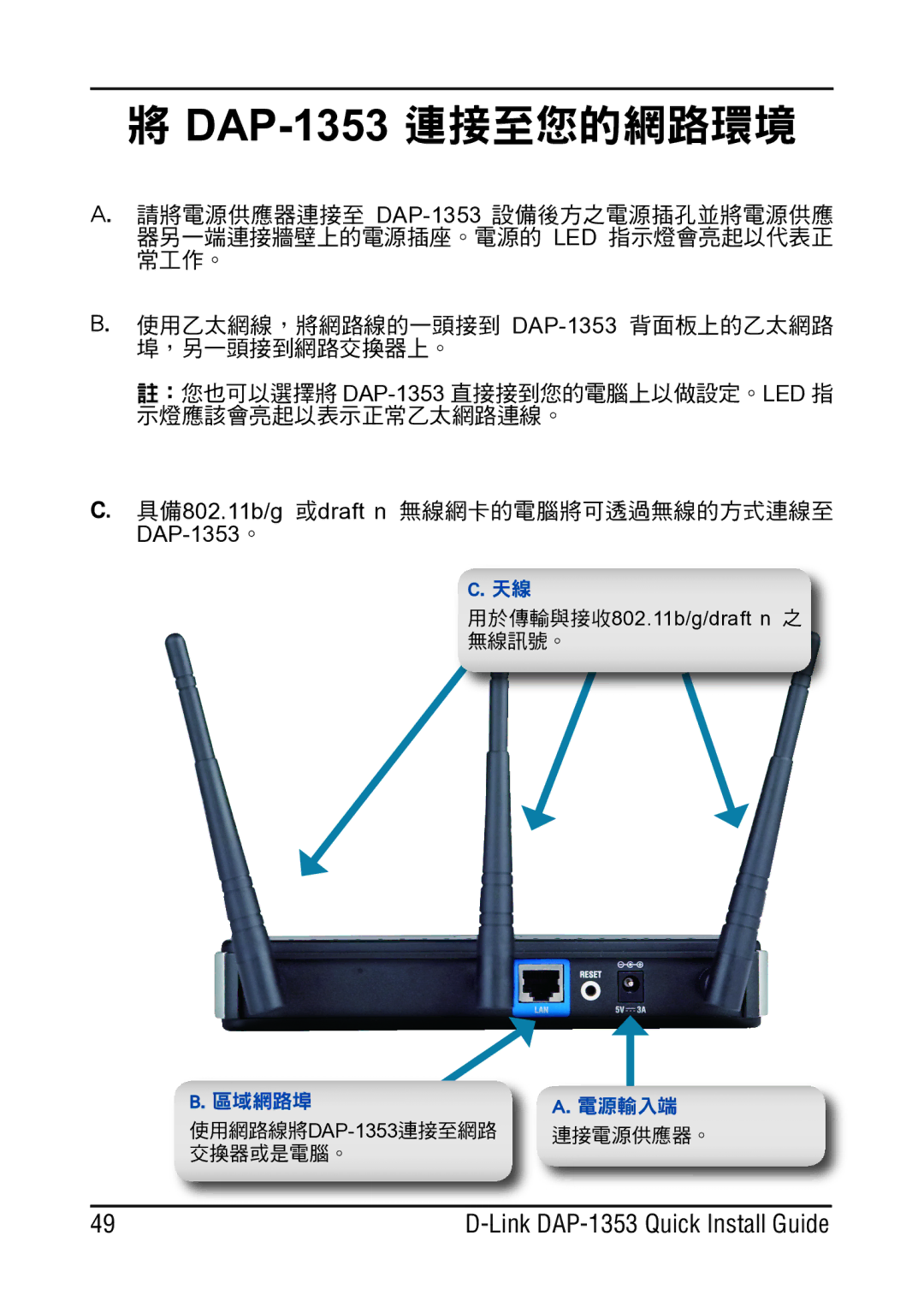 D-Link manual DAP-1353連接至您的網路環境 