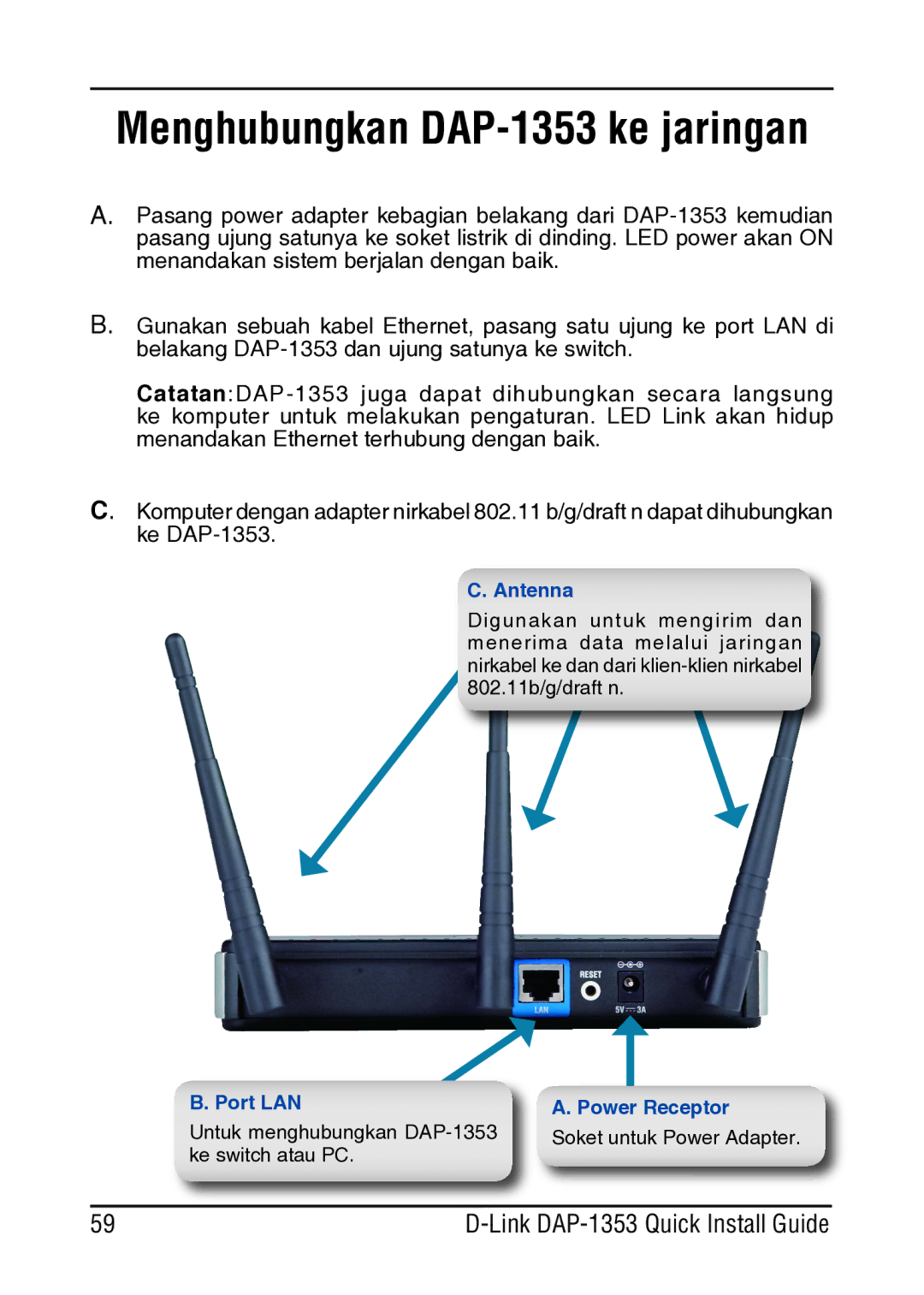 D-Link manual Menghubungkan DAP-1353 ke jaringan 