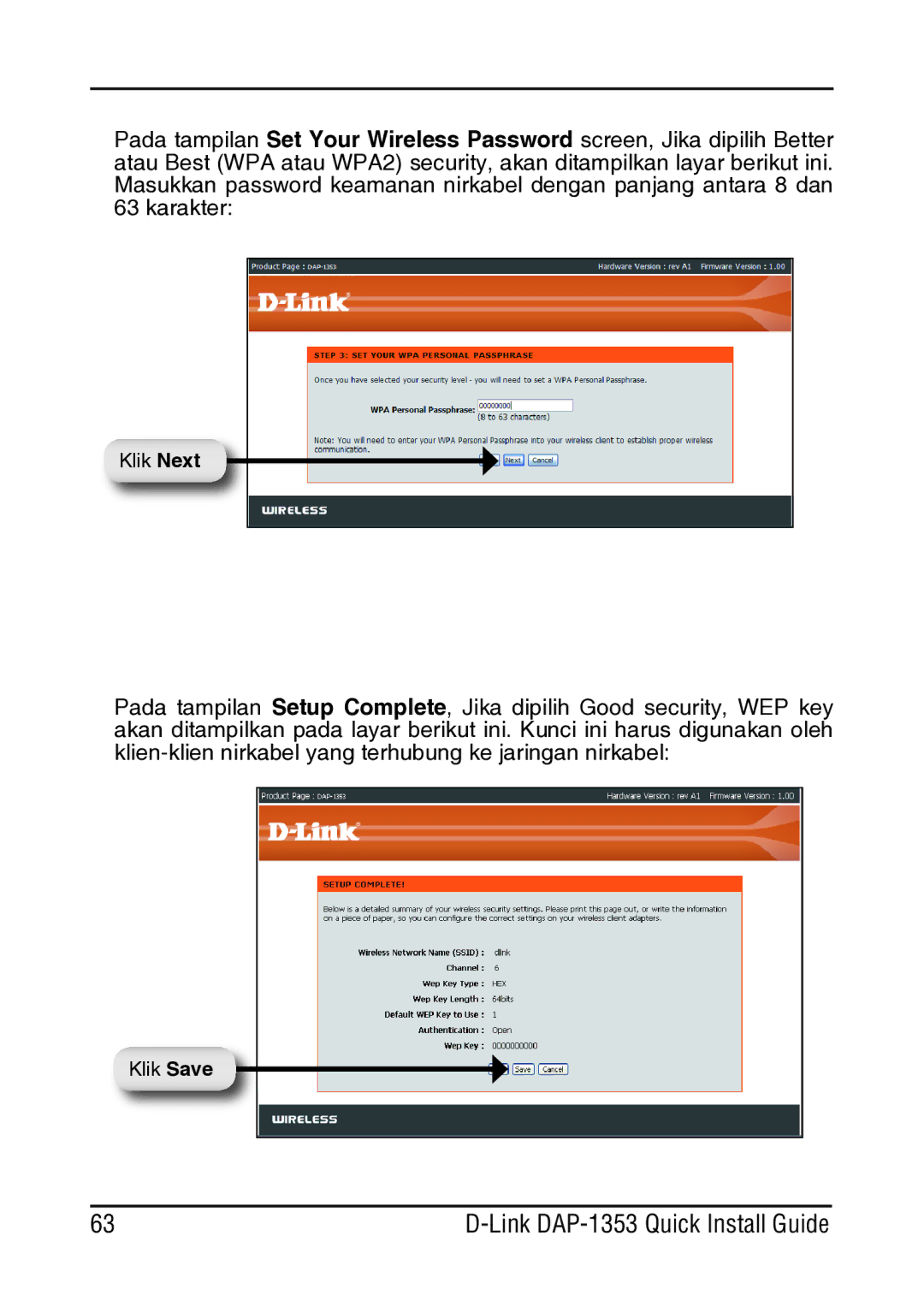 D-Link DAP-1353 manual Karakter 