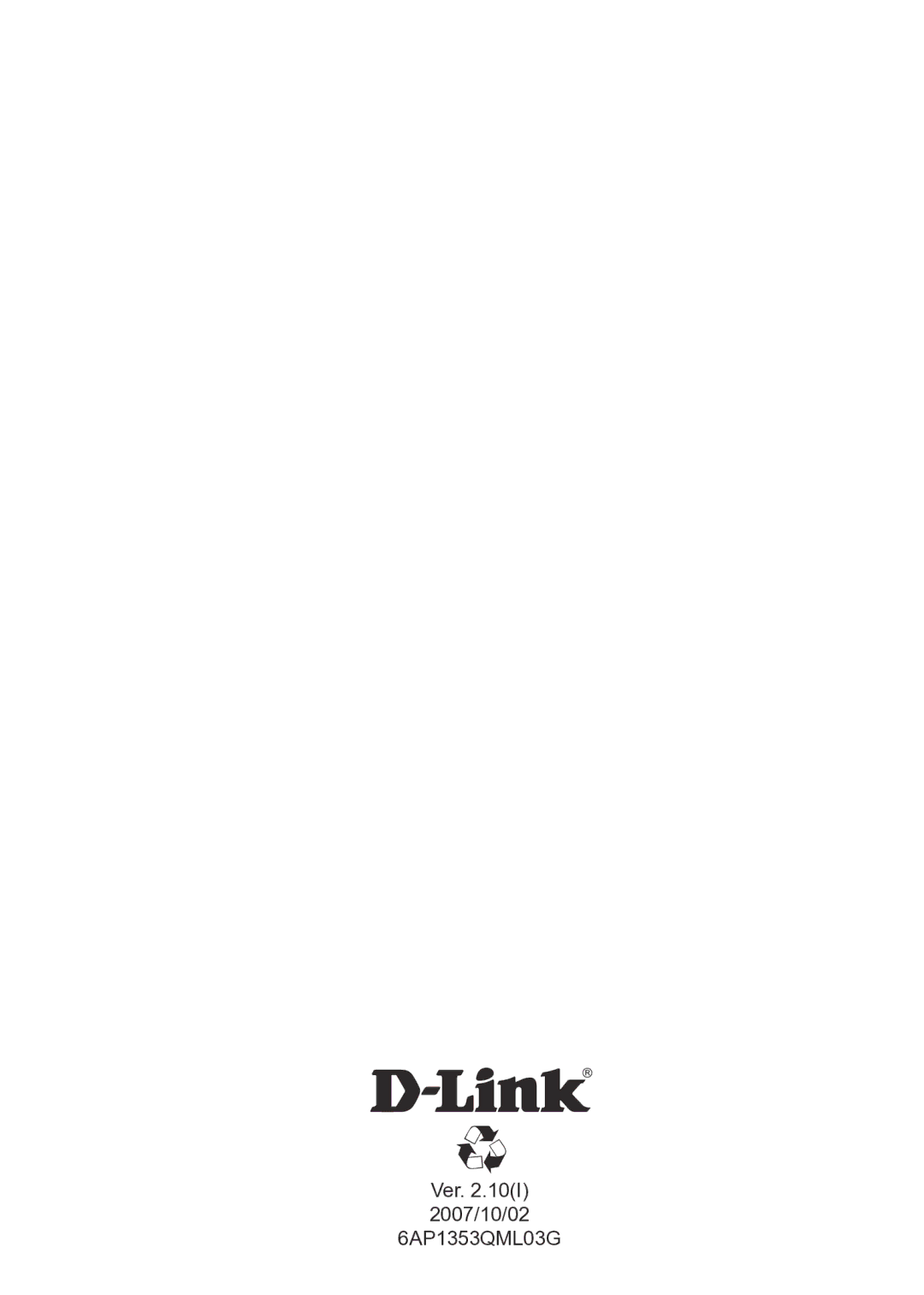 D-Link DAP-1353 manual Ver .10I 2007/10/02 6AP1353QML03G 