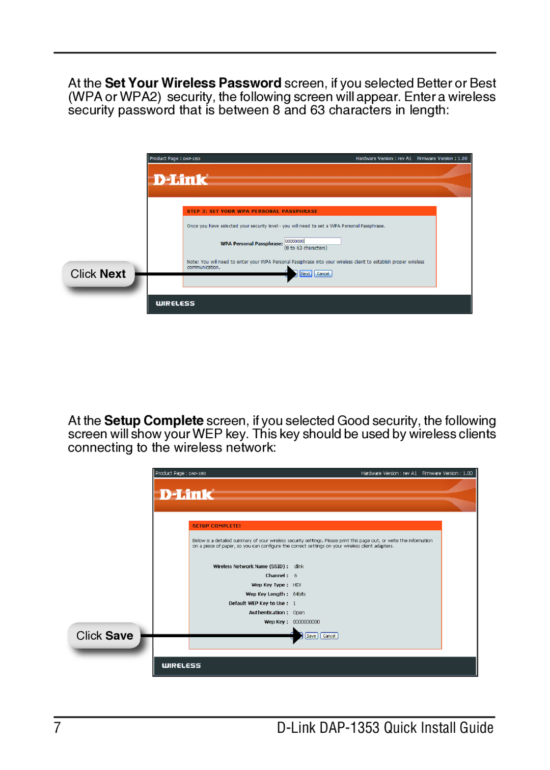 D-Link manual Click Save Link DAP-1353 Quick Install Guide 