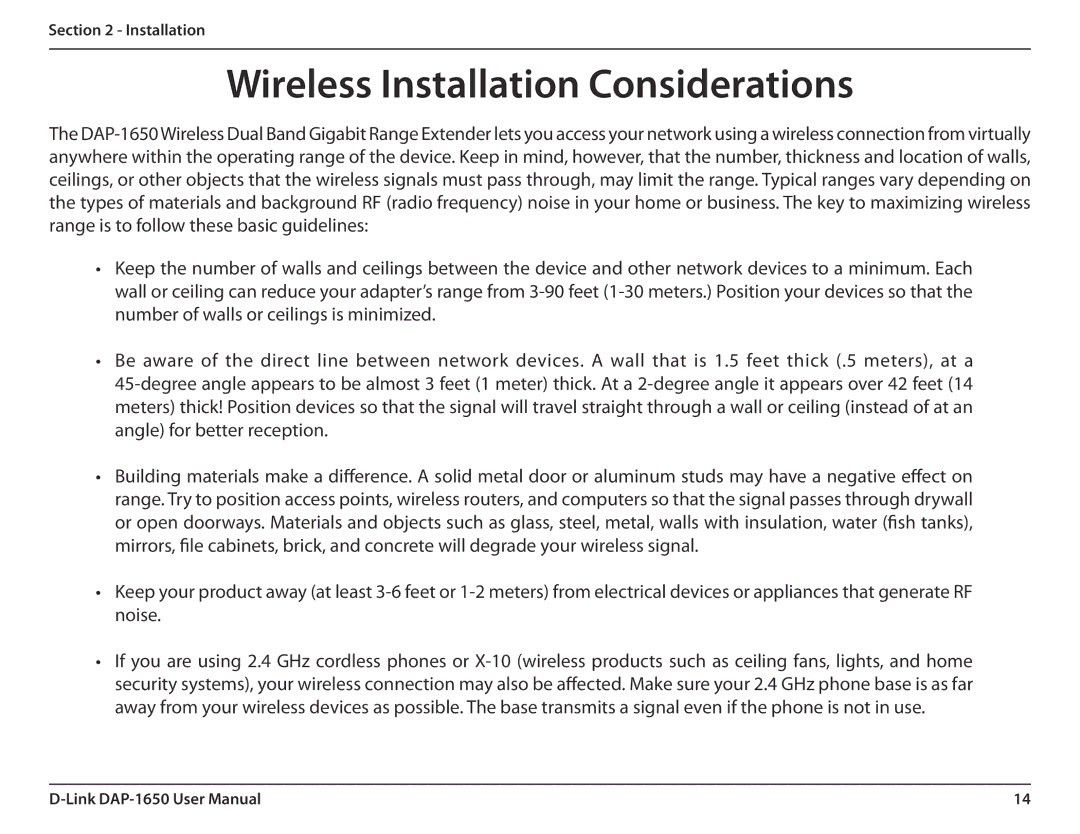 D-Link DAP-1650 user manual Wireless Installation Considerations 