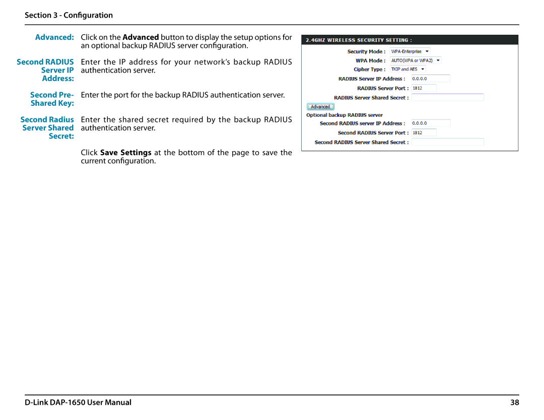 D-Link DAP-1650 user manual Address, Shared Key, Secret 